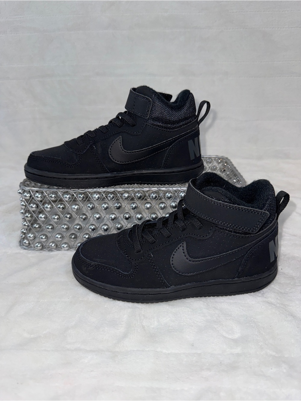 NIKE Court Borough Mid Black Toddler/Little Kid Sz 12.5C 870026-001 NWB